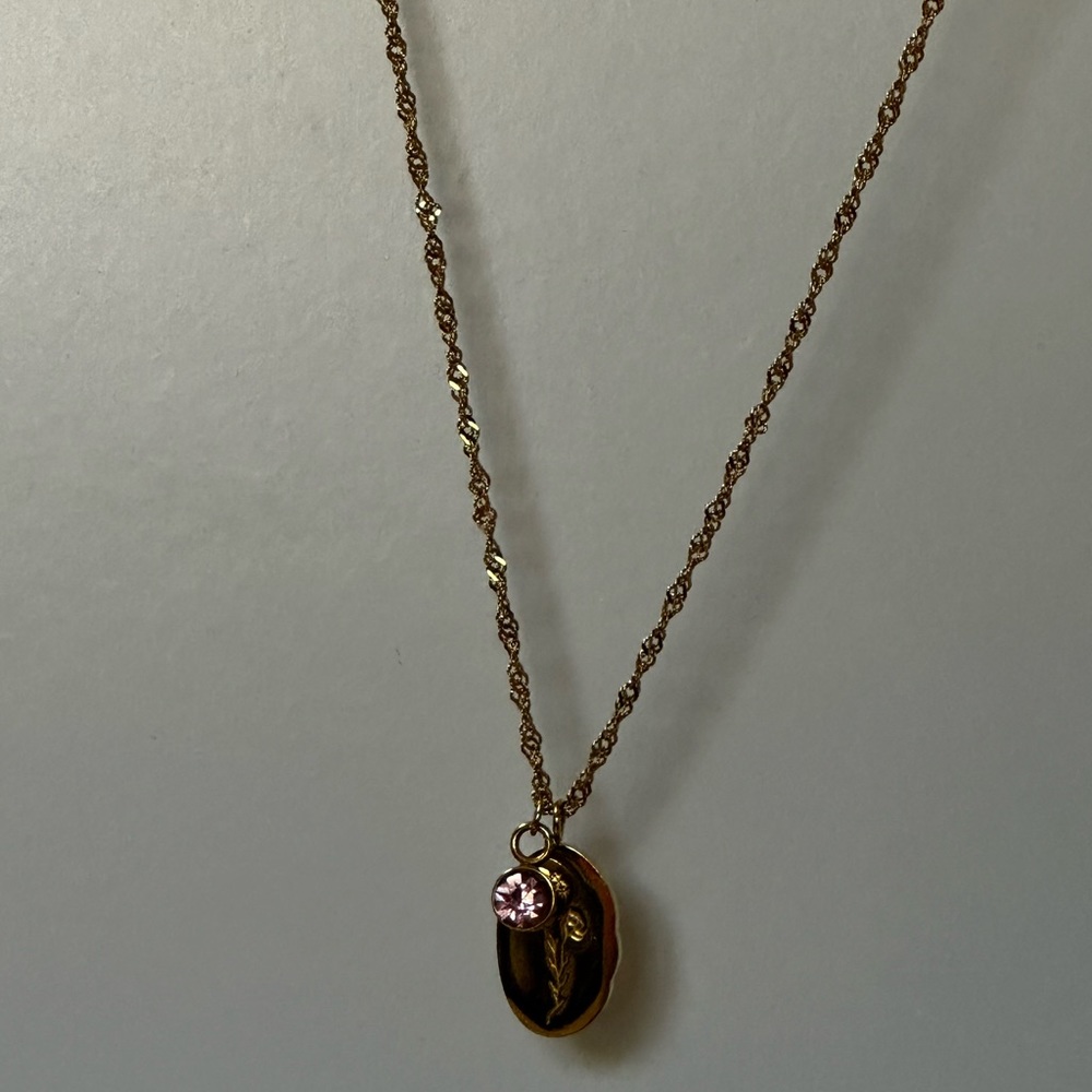 October Flower & Crystal Charm Necklace